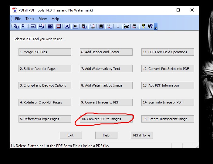 Finestra PDFill Free PDF Tools